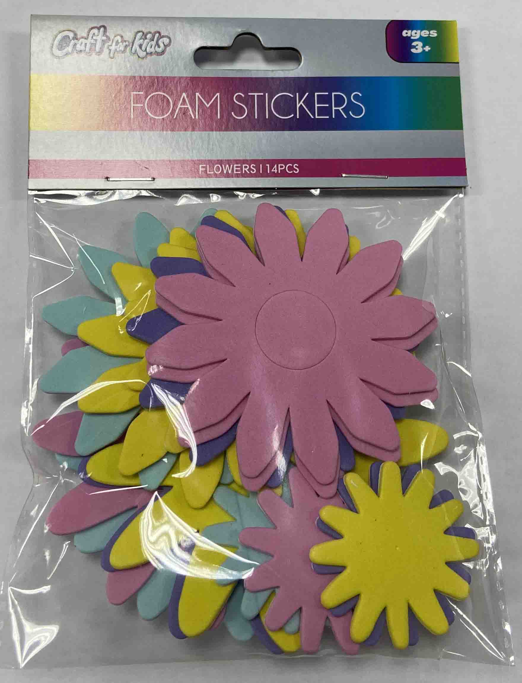 14 PCS FOAM STICKERS - PETALS AST COLORS