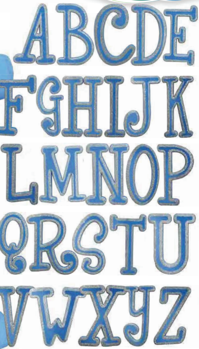 Glitter Letter "A" Royal Blue With Silver Outline