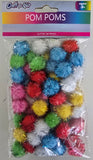 CFK-1534- 60 CT GLITTER POM POMS ASSORTED COLORS 2.5MM - 24 PCS PER CASE