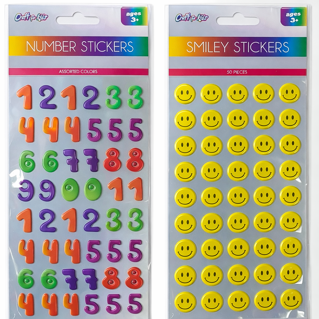 NUMBERS & SMILEY STICKERS ASSORTMENT-$0.75 – Craft For Kids