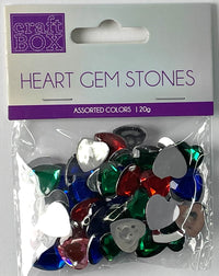 HEART GEM STONES ASSORTED COLORS - $0.75