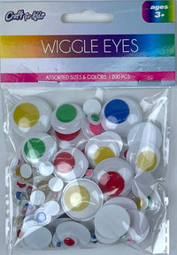 200 PCS WIGGE EYES ASSORTED COLORS & SIZES- $0.75-INNER PACKING 24 PCS