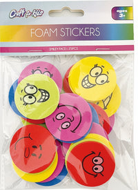 CRAFT FOR KIDS- 25 PCS FOAM STICKERS - SMILEY FACE- INNER PACKING 24 PCS