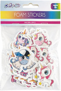 CRAFT FOR KIDS- 30 PCS FOAM STICKERS - UNICORN  - INNER PACKING 24 PCS