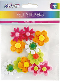 CRAFT FOR KIDS- 12 PCS FELT STICKERS - FLOWER - INNER PACKING 24 PCS