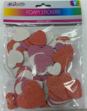 120 PCS GLITTER FOAM STICKERS - HEARTS