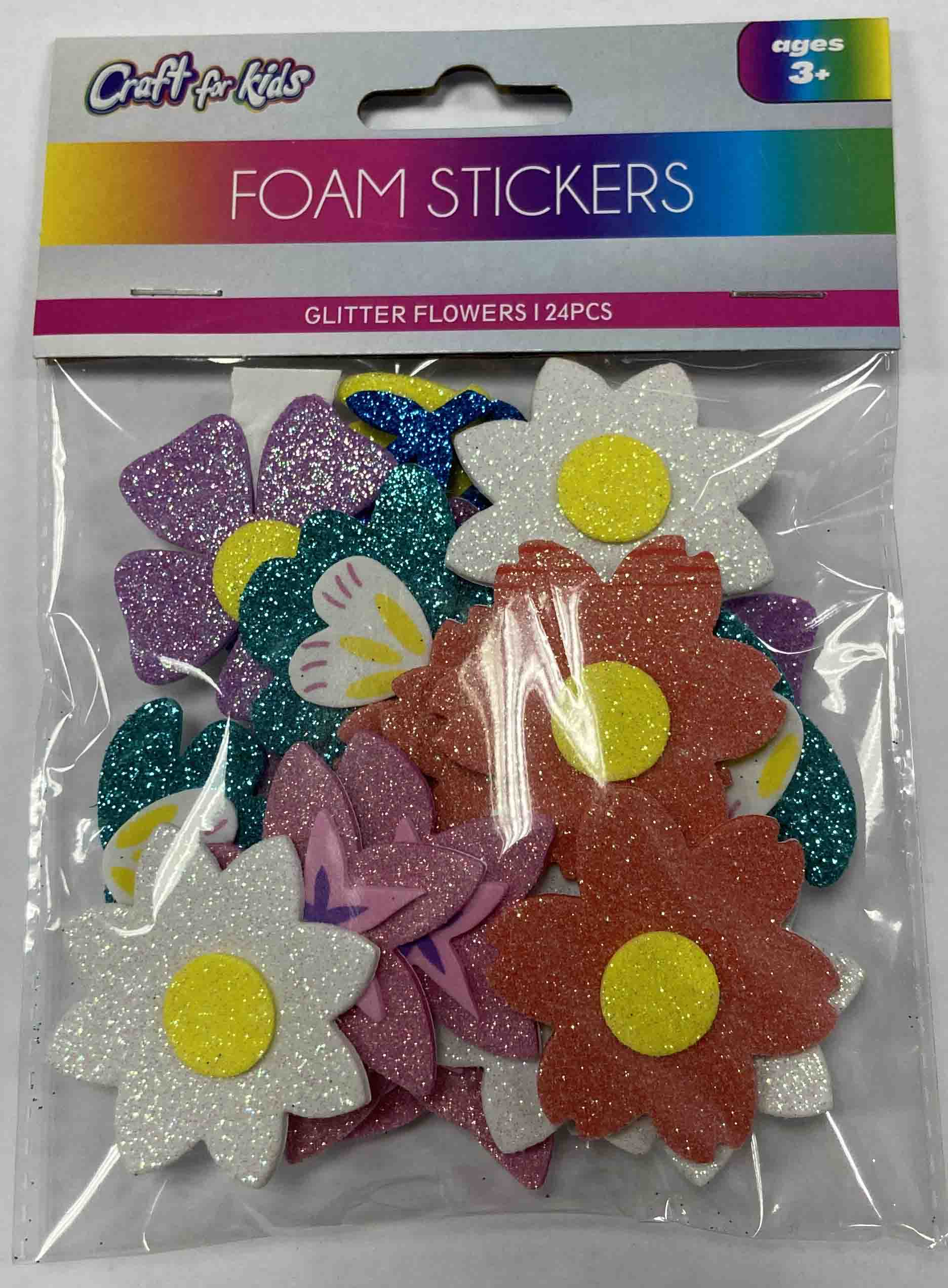 24 PCS 3D GLITTER FOAM STICKERS - FLOWER