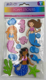 3D FOAM STICKERS W/ GLITTER UNDERLAY - MERMAID