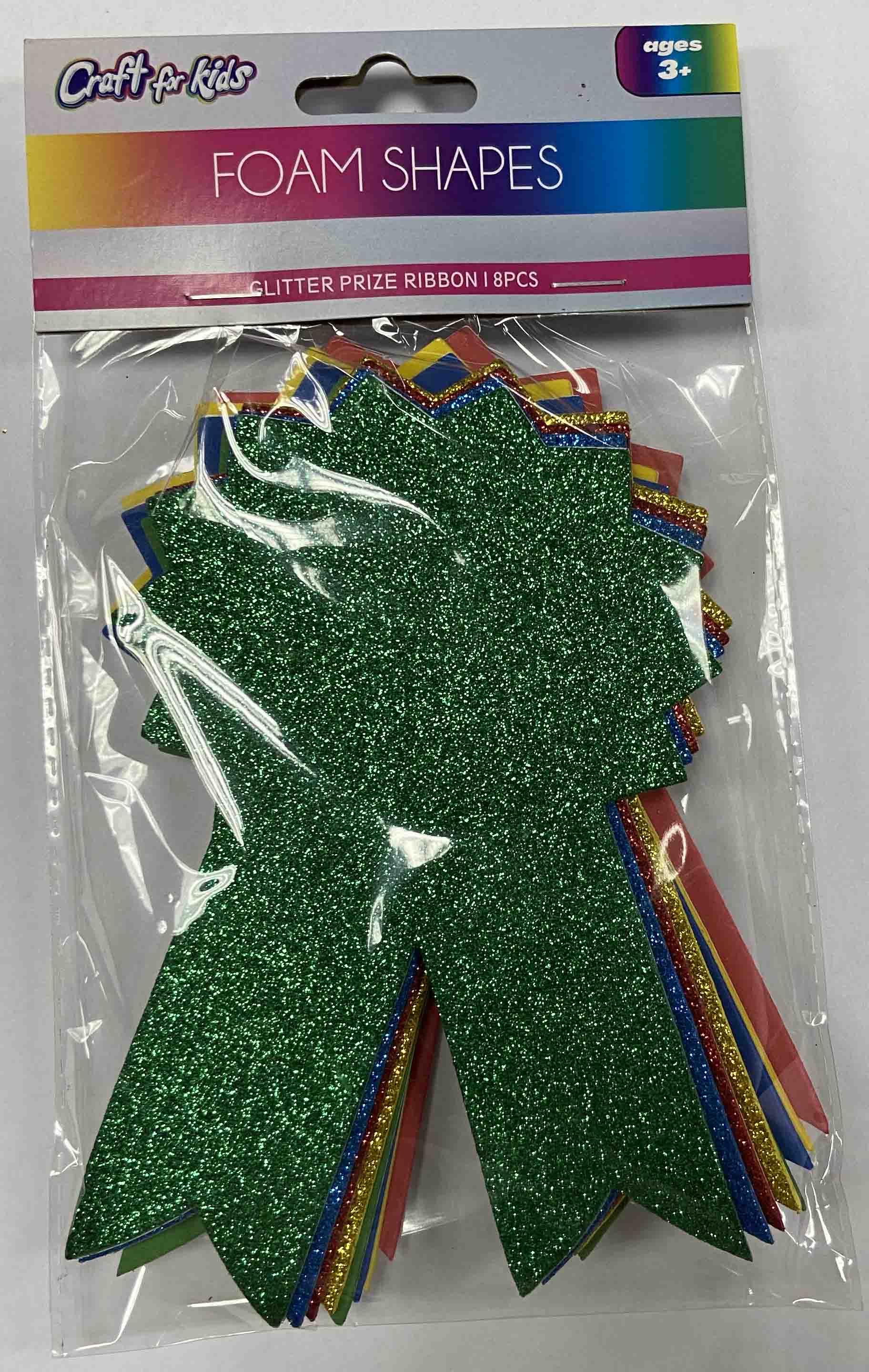 8 PC GLITTER AWARDS SHAPES AST COLORS