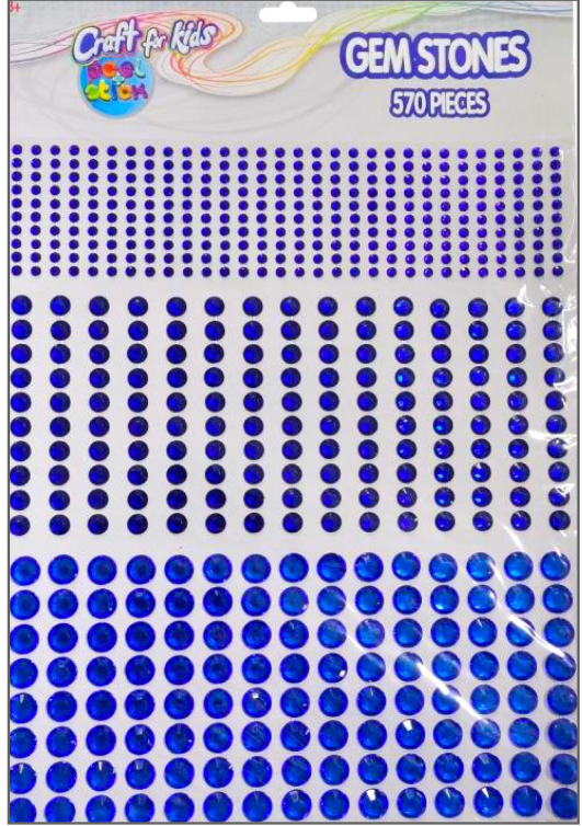 570 Adhesive Gem Stones Assorted Sizes-Blue