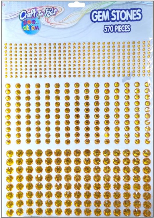 570 Adhesive Gem Stones Assorted Sizes-Gold