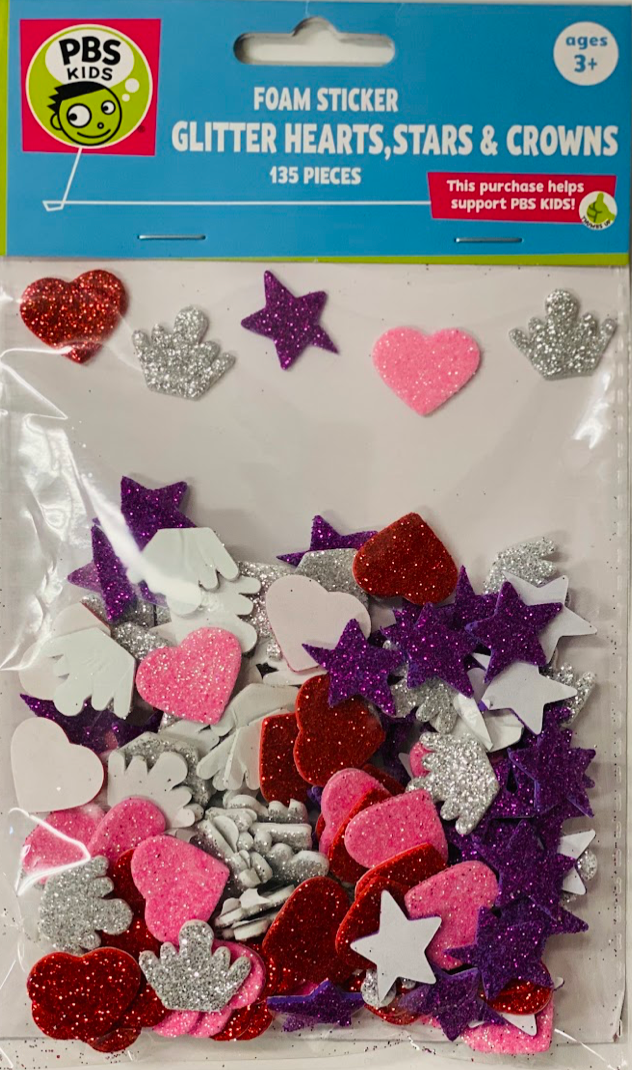 Assortment-Glitter Hearts/Stars/Crown 135Pcs