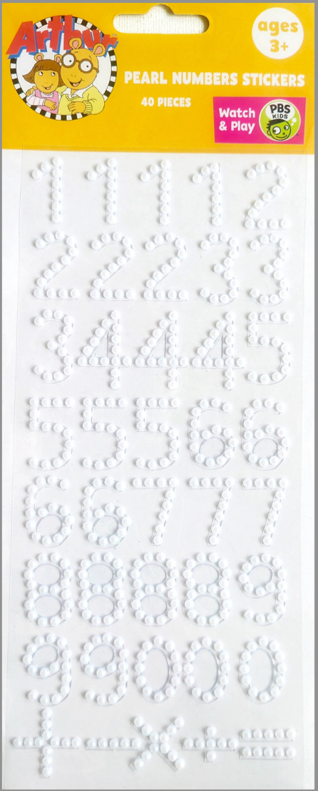 Pearl Numbers Stickers 40 Pcs-White – Craft For Kids