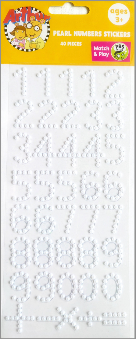 Pearl Numbers Stickers 40 Pcs-White