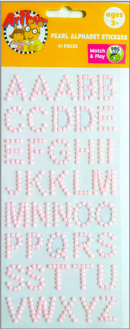 Pearl Alphabet Stickers 41 Pcs-Pink