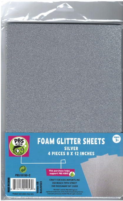 Foam Glitter Sheets-Silver 20 X 30Cm 4Ct-Gold