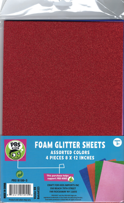 Foam Glitter Sheets-Assorted Colors Pink/Blue/Red/Green/White 20 X 30Cm 4Ct-Gold