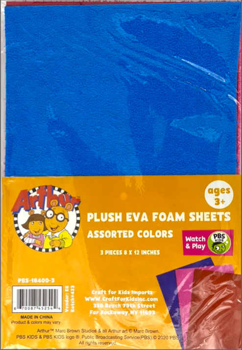 3 Assorted Colors Plush Eva Foam Sheets 20X30X2Mm-Blue/Red/Pink
