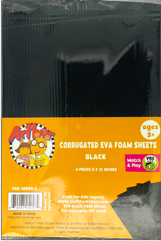 4 Corrugated Eva Foam Sheets 20X30X2Mm-Black