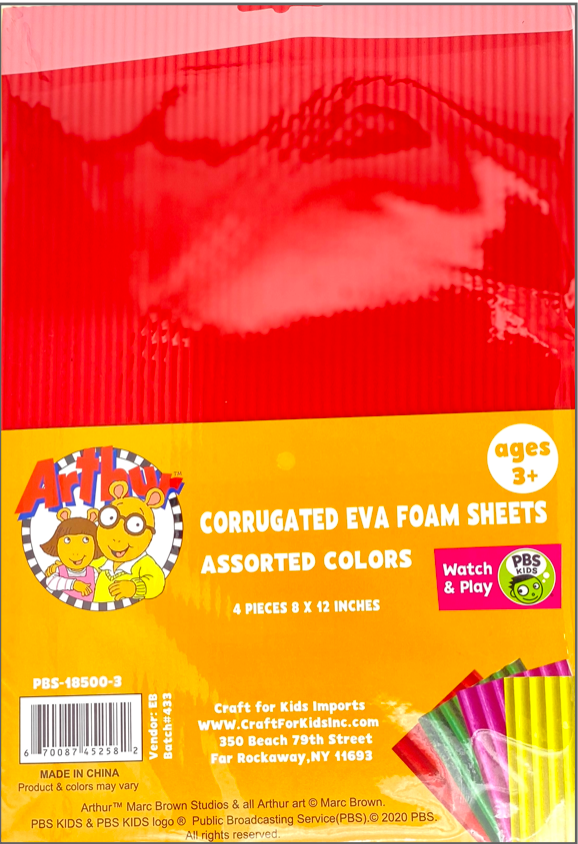 4 Assorted Colors Corrugated Eva Foam Sheets 20X30X2Mm-Red/Pink/Yellow/Green