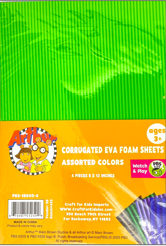4 Assorted Colors Corrugated Eva Foam Sheets 20X30X2Mm-Green/Brown/Purple/Blue
