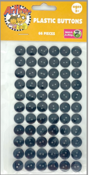 66 Adhesive Plastic Buttons-Black