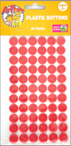 66 Adhesive Plastic Buttons-Red