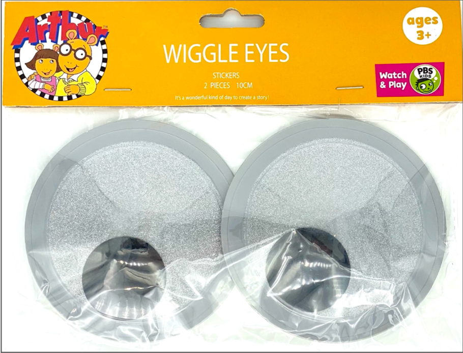 2 Adhesive Wiggle Eyes 10Cm-Silver Packing