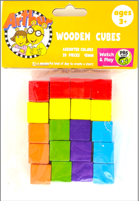 20 Wooden Cubes(15Mm)-Colored