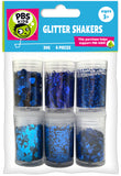 6 Pc Glitter/Confetti Shakers 5G-Blue