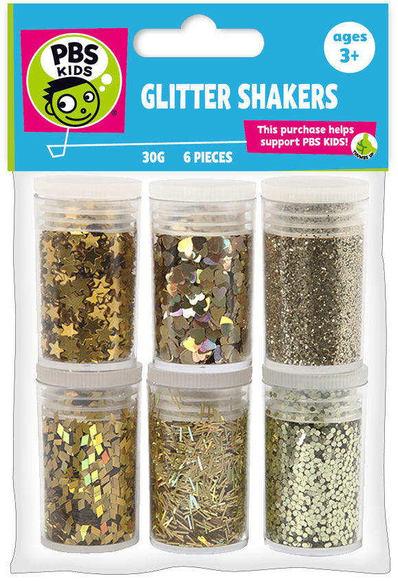 6 Pc Glitter/Confetti Shakers 5G-Gold