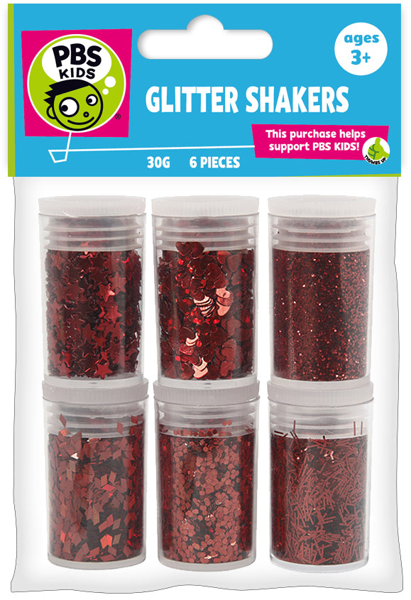 6 Pc Glitter/Confetti Shakers 5G-Red