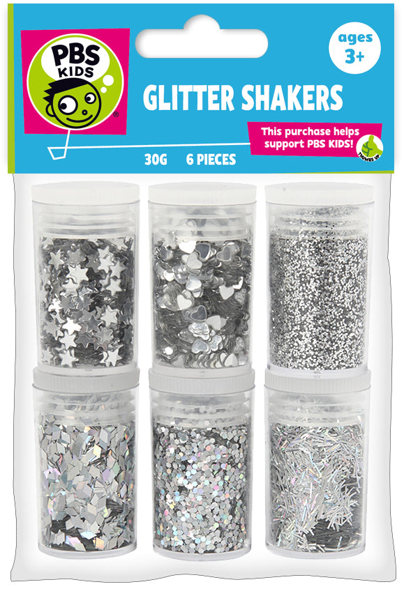 6 Pc Glitter/Confetti Shakers 5G-Silver