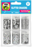 6 Pc Glitter/Confetti Shakers 5G-Silver