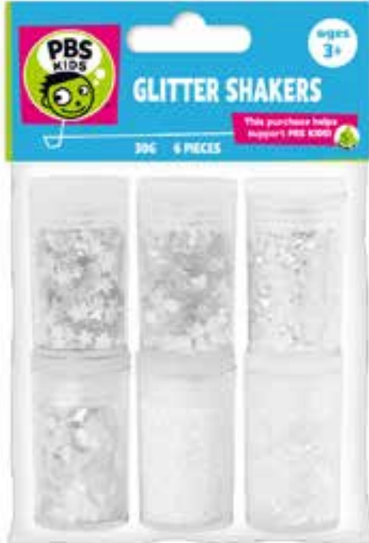 6 Pc Glitter/Confetti Shakers 5G-White