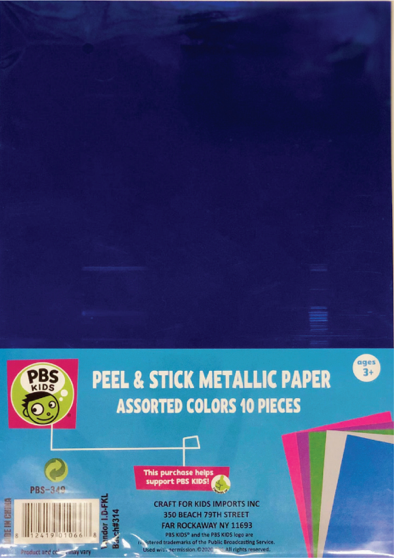 10 Pcs Metallic Paper Peel & Stick Asst Colors A4 Size