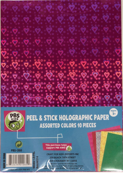 10 Pcs Holographic Paper Peel & Stick Asst Colors A4 Size
