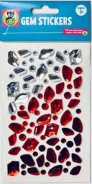 Gem Stickers Assorted Shapes-Red
