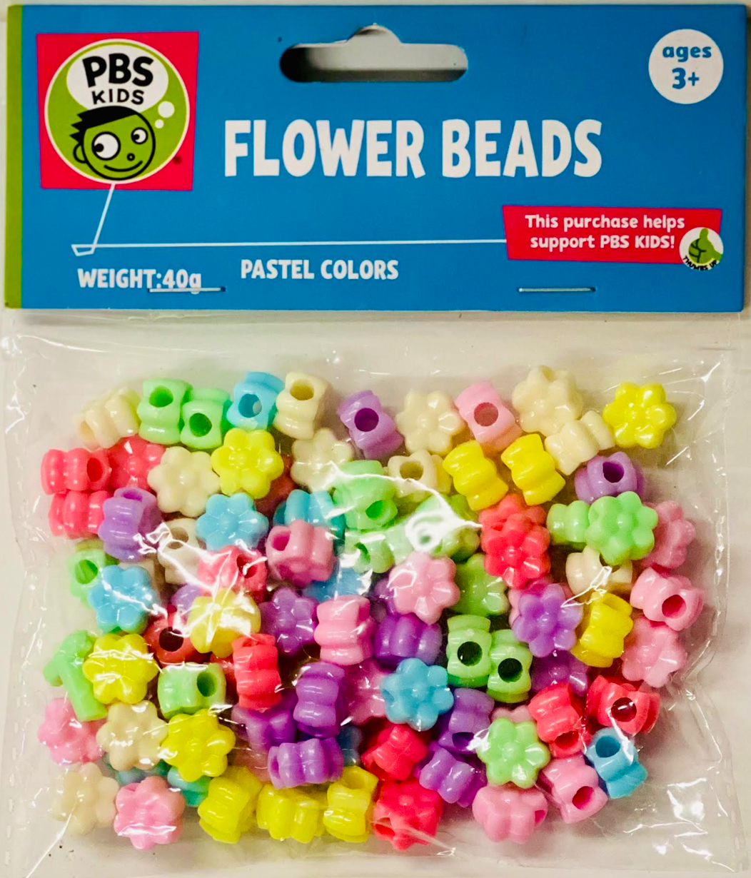 Heart Beads-White Cubes With Flower Beads-Flourescent Colors 40G