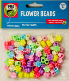 Heart Beads-White Cubes With Flower Beads-Flourescent Colors 40G