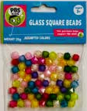 Glass Square Beads-Assorted Colors 25G