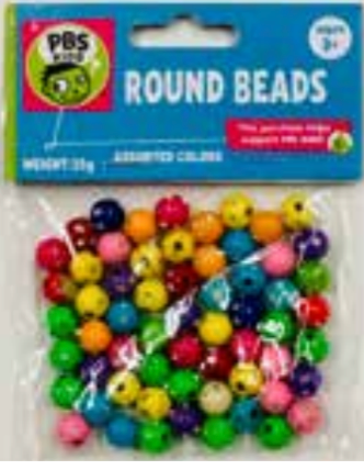 Round Beads Assorted Colors W/ Silver Dot 25G