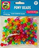 Pony Beads-Clear Assorted Colors 50G