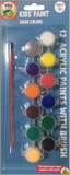 12 Acrylic Paints (56G) With Brush Set-Assorted 12 Colors Pcs