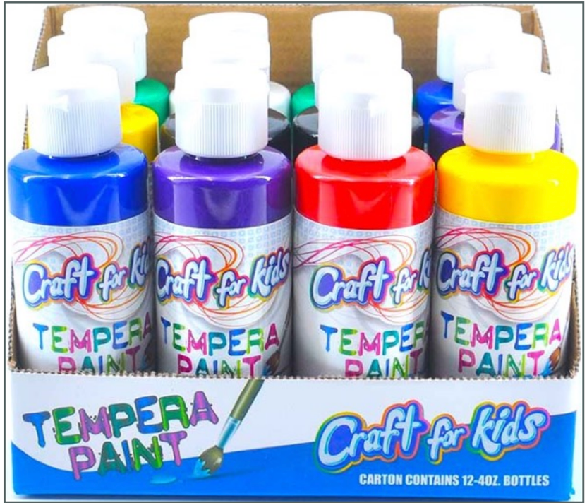 Tempera Paint 4Oz Assorted Colors-White/Black/Red/Blue/Yellow/Pink/Gre –  Craft For Kids