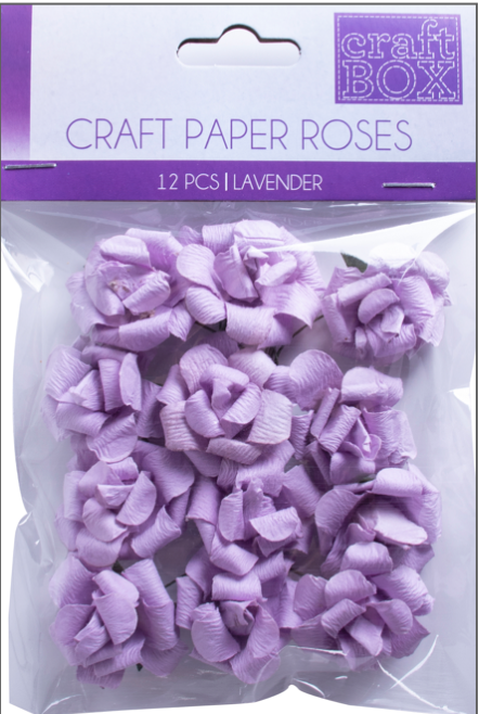 12 PC Craft Paper Roses - Lavender