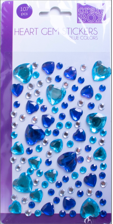 107 PC Heart Gem Stickers - Blue – Craft For Kids