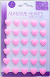 30 PC Adhesive Heart Embellishments - Pink