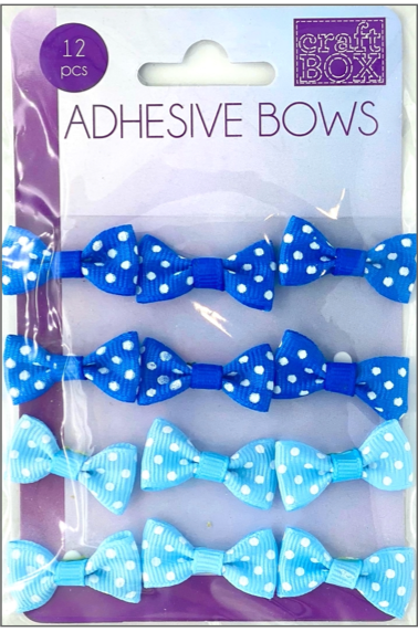 12 PC Adhesive Bows - Blue