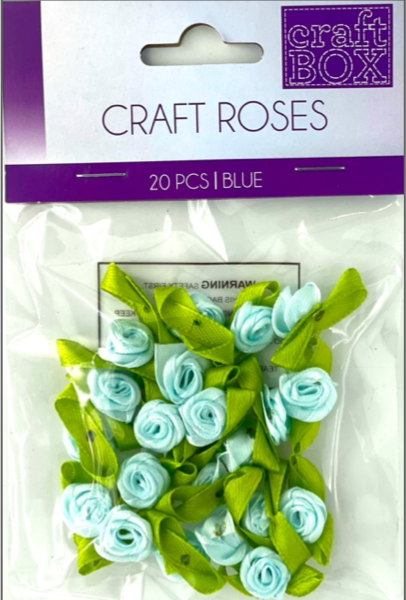 20 PC Fabric Craft Roses - Blue